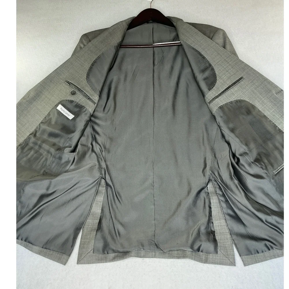 Pronto‎ Uomo Suit Jacket Mens 43 Long Grey 100% Wool 2-Button Blazer BC174216
